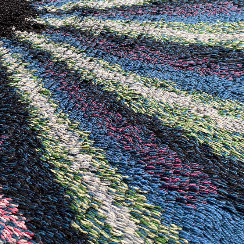 Skandinavischer Vintage-Teppich Rya aus Wolle, Schweden 1960
