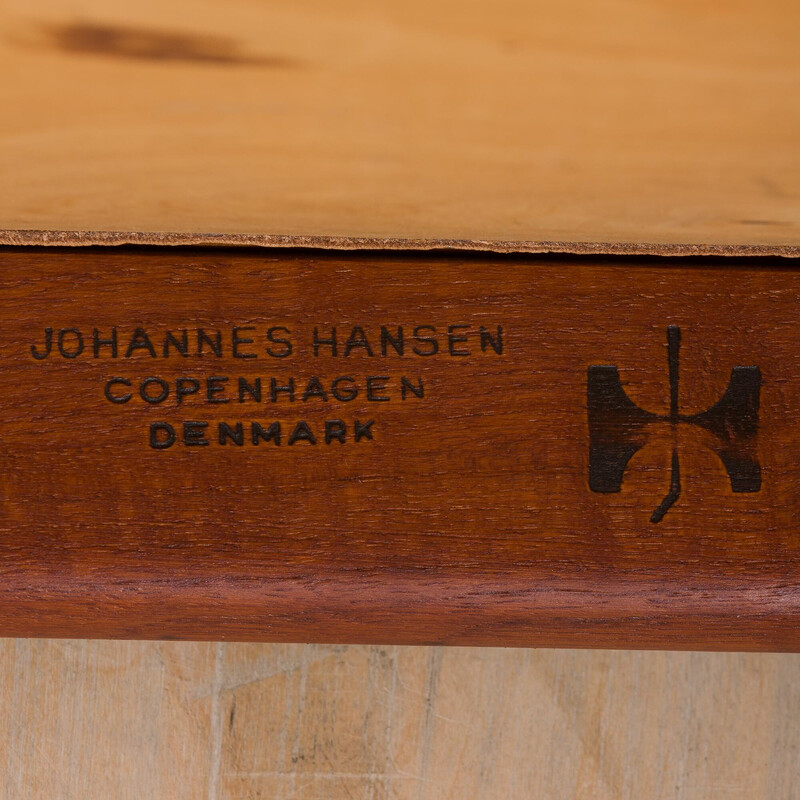 Pair of vintage armchair model 503 in teak and leather by Hans Wegner for Johannes Hansen, 1960s