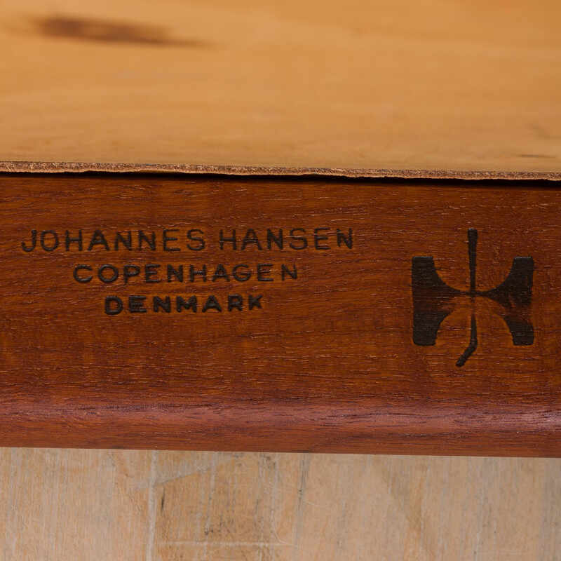 Pareja de sillones vintage modelo 503 en teca y cuero de Hans Wegner para Johannes Hansen, años 60
