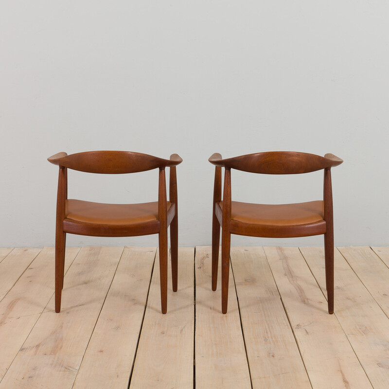 Ein Paar Vintage-Sessel Modell 503 aus Teakholz und Leder von Hans Wegner für Johannes Hansen, 1960