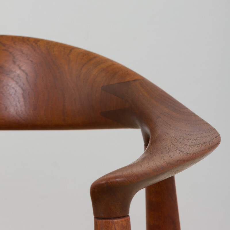 Pair of vintage armchair model 503 in teak and leather by Hans Wegner for Johannes Hansen, 1960s