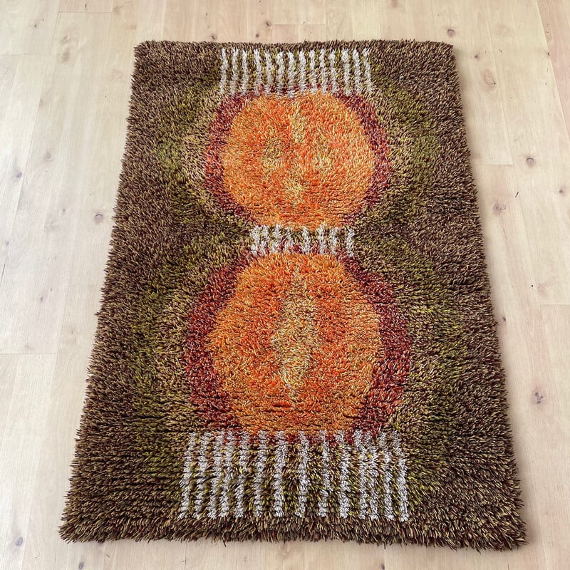 Tapis scandinave vintage Rya en laine, Finlande 1960