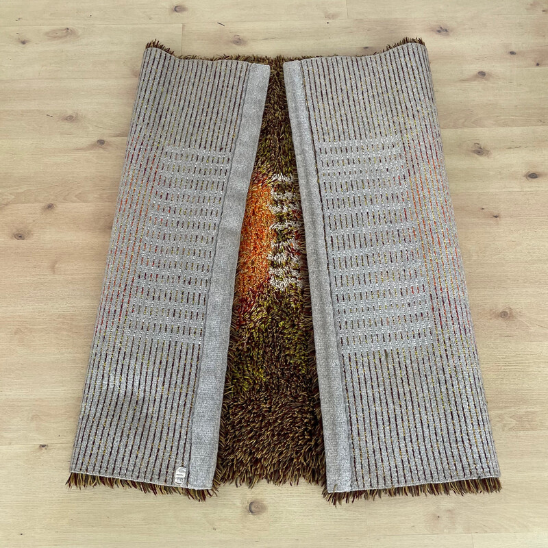 Scandinavian vintage wool Rya rug, Finland 1960s