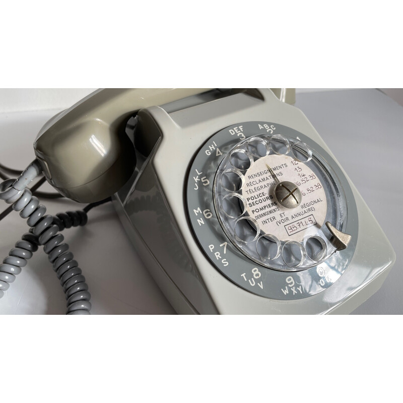 Grijze vintage telefoon p.t.t. Parijs, 1978
