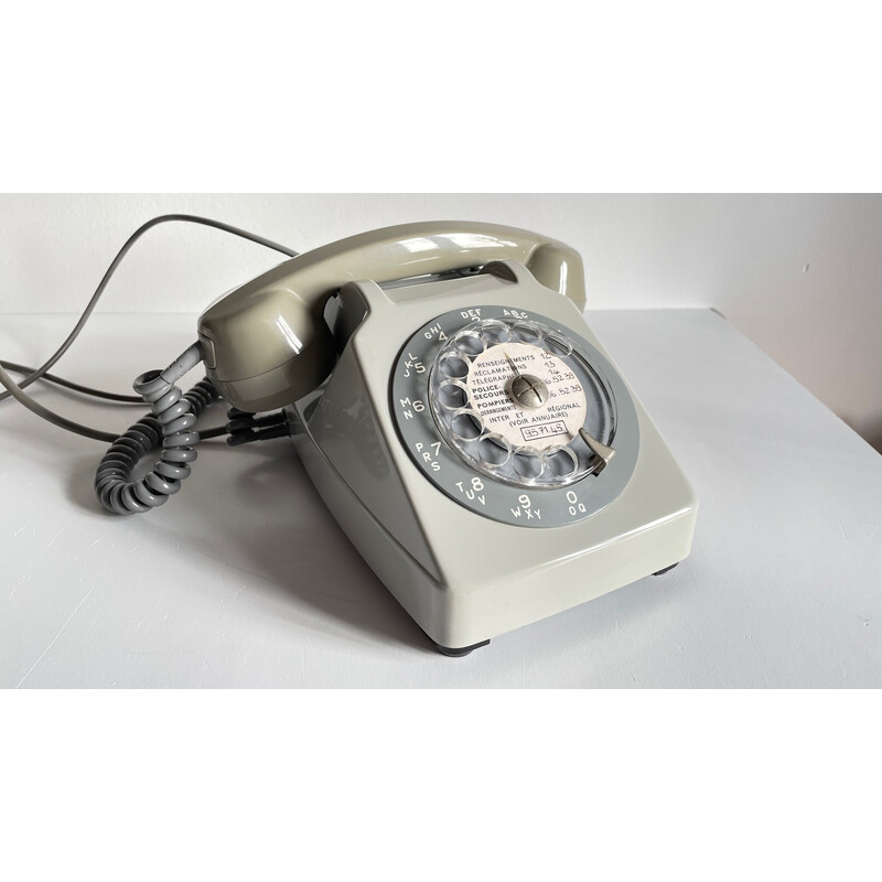 Grijze vintage telefoon p.t.t. Parijs, 1978