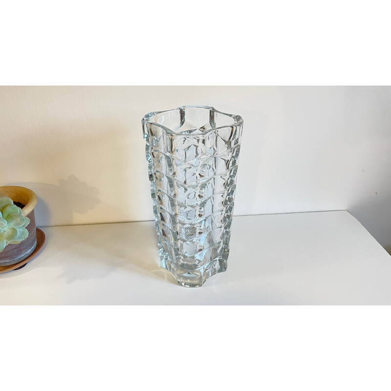 Vintage cast semi-crystal vase, 1950