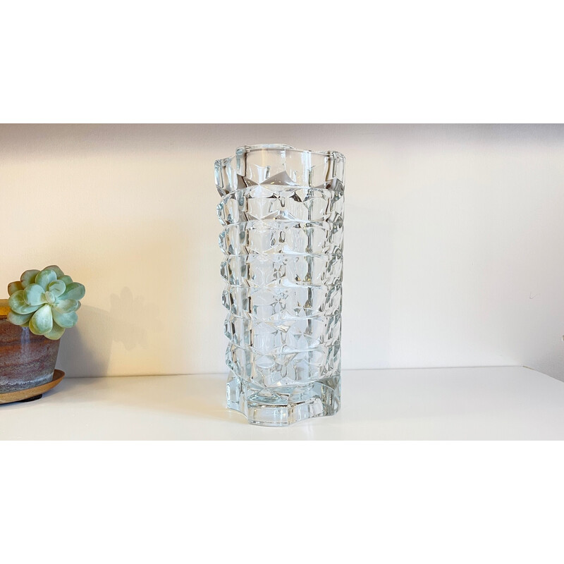 Vintage cast semi-crystal vase, 1950