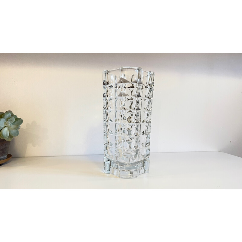 Vase vintage en semi-cristal moulé, 1950