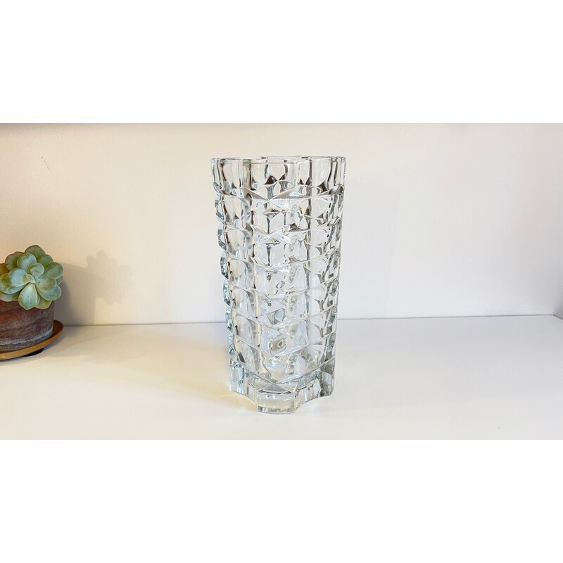 Vintage cast semi-crystal vase, 1950