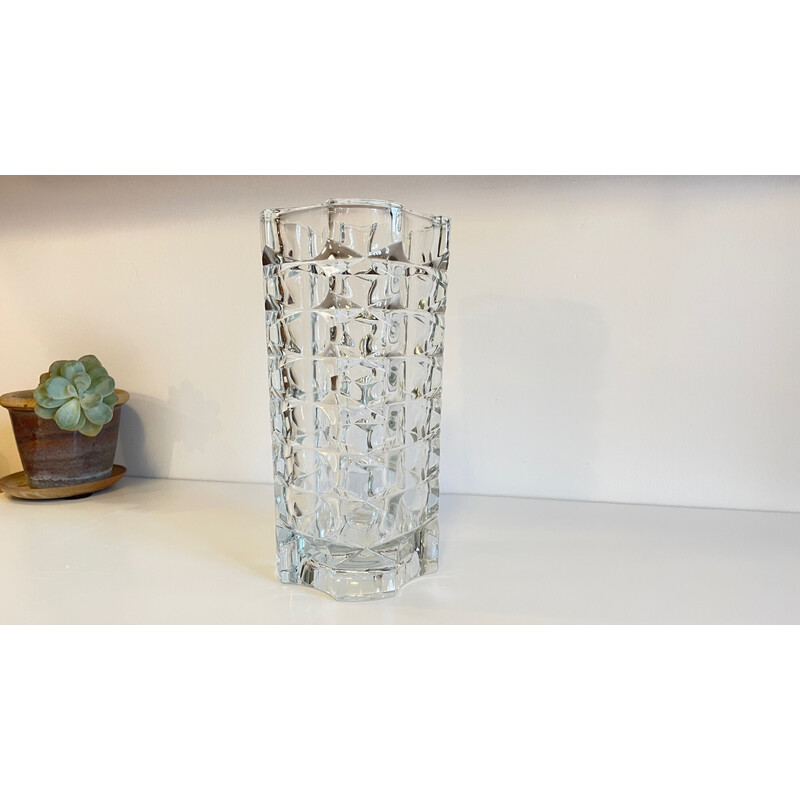 Vase vintage en semi-cristal moulé, 1950