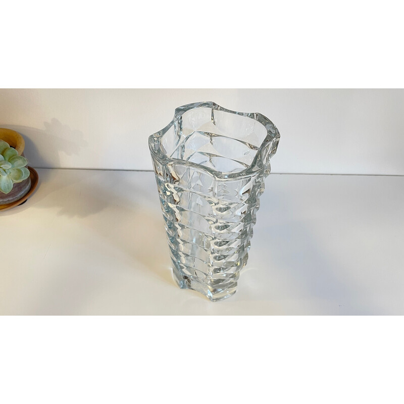 Vintage Vase aus geformtem Halbkristall, 1950