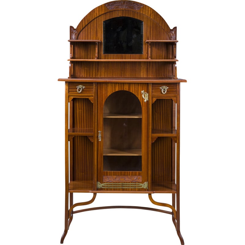 Art Nouveau vintage mahogany display cabinet