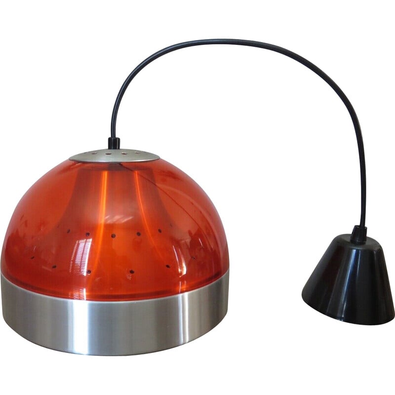 inch Het apparaat Flash Vintage oranje plexiglas hanglamp van Dijkstra Lampen, Holland 1970