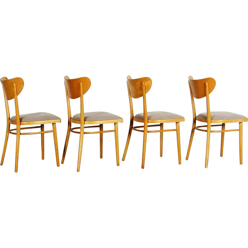 Set of 4 vintage dining chairs by Ton