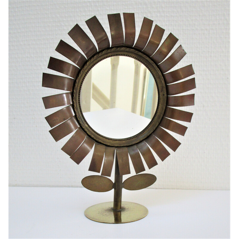 Espelho de cobre e latão Vintage, 1960