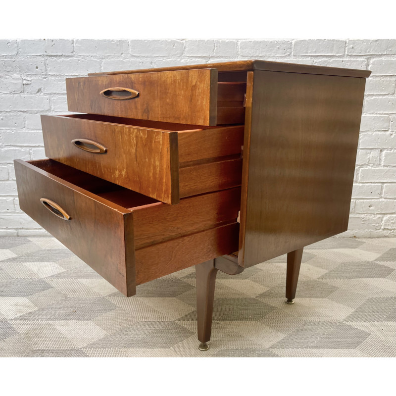 Bureau vintage en bois avec 3 tiroirs, 1960