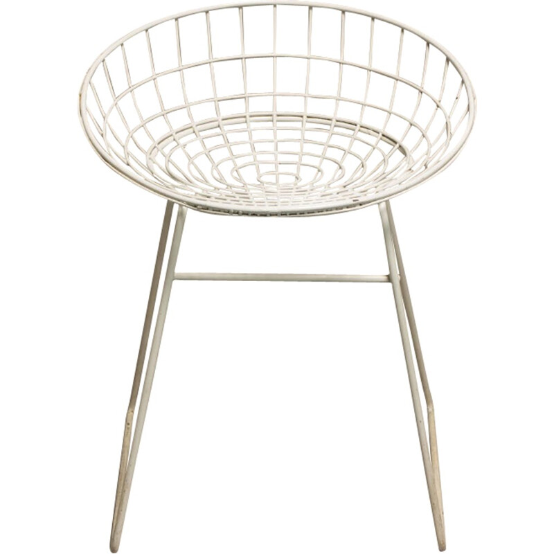 Pastoe "KM05" stool in white iron, Adriaan DEKKER & Cees BRAAKMAN - 1950s