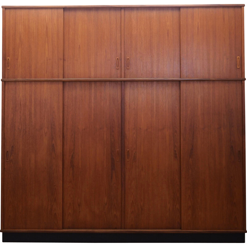 Teak vintage cabinet with sliding doors, Denmark 1960s