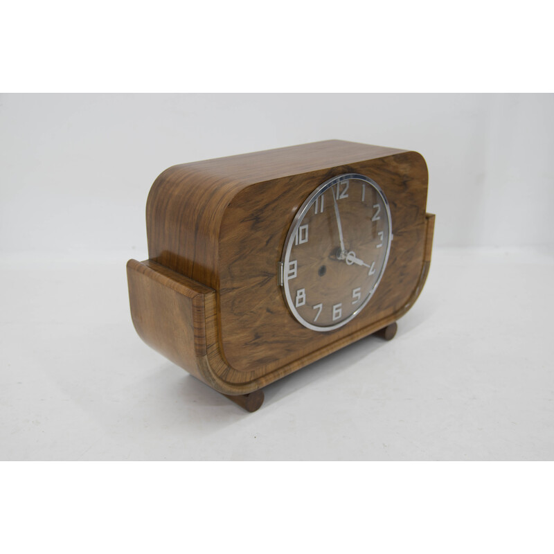 Art Deco vintage walnut Mantel clock by Mauthe, Germany 1930s