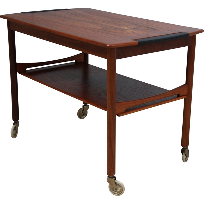 Mid-century coffee table in rosewood on wheels - 1950s