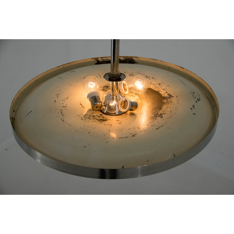 Vintage nickel-plated Bauhaus chandelier by Anyz for Ias, Czechoslovakia 1930s