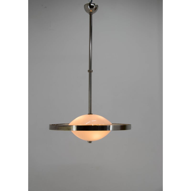 Lustre Bauhaus vintage nickelé par Anyz pour Ias, Tchécoslovaquie 1930