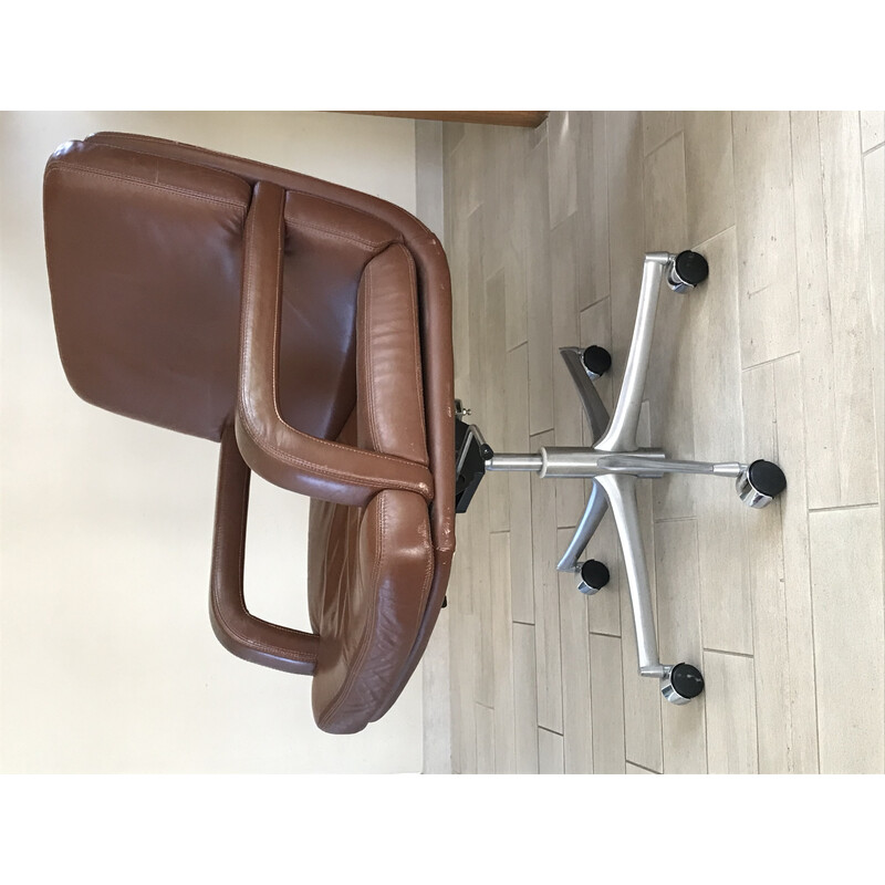 Silla de oficina de cuero vintage, 1970