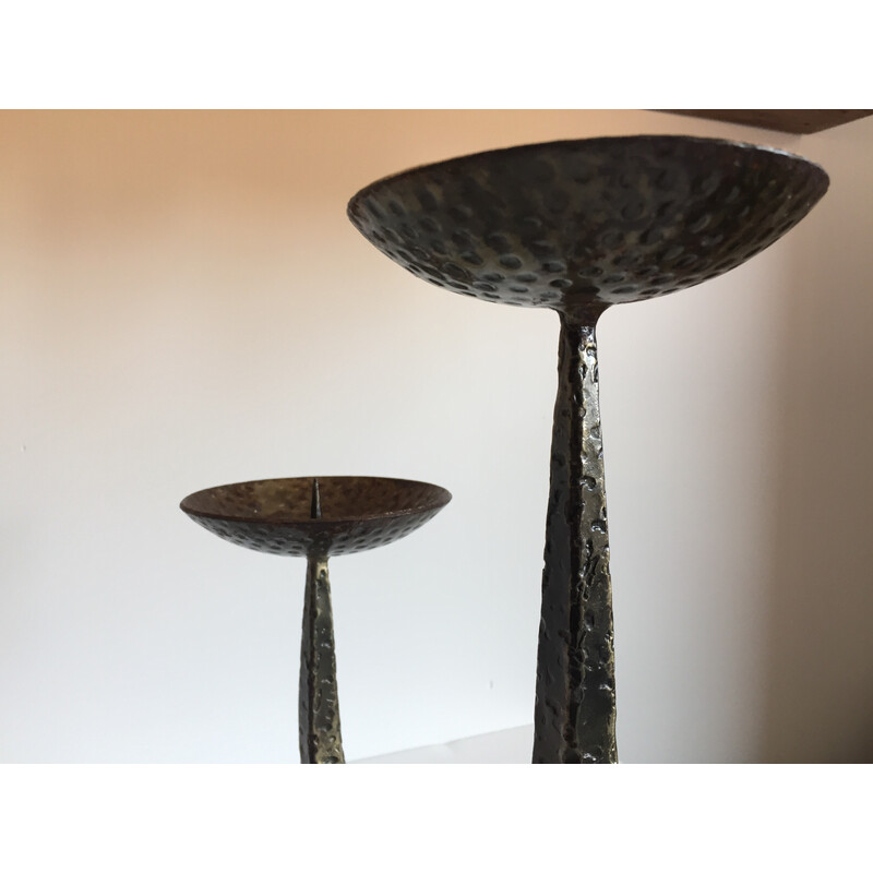 Vintage Brutalist steel table candlestick