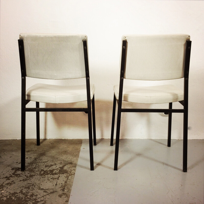 Pair of grey leatherette dinning chairs - 1960s