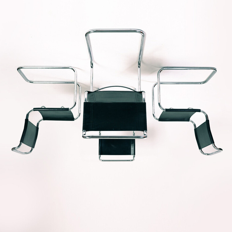 Chaises Bauhaus vintage en cuir bouclé par Mart Stam pour Fasem, Italie