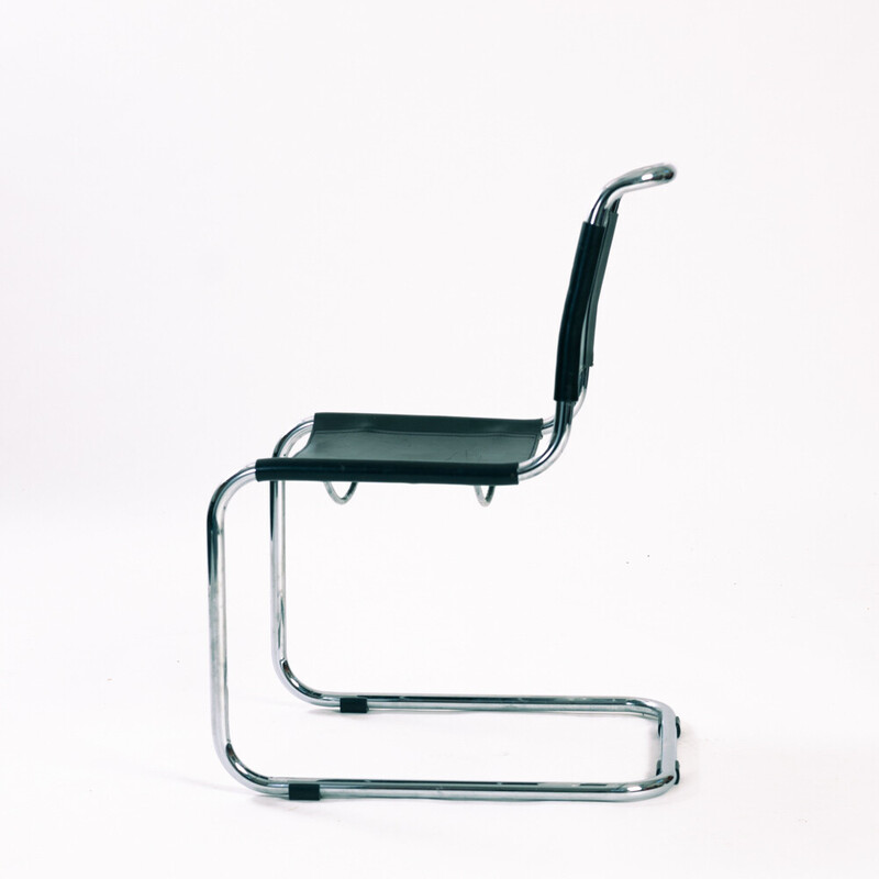 Vintage Bauhaus stoelen in gegespt leer van Mart Stam voor Fasem, Italië