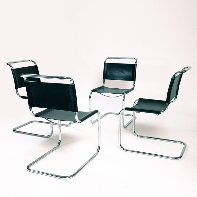 Bauhaus vintage slingleather chairs by Mart Stam for Fasem, Italy