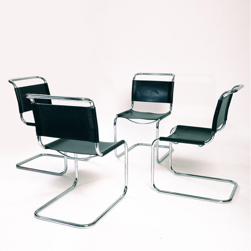 Vintage Bauhaus Stuhle aus Bouclé-Leder von Mart Stam für Fasem, Italien