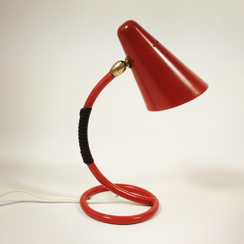 Lampe de chevet rouge vintage - 1960