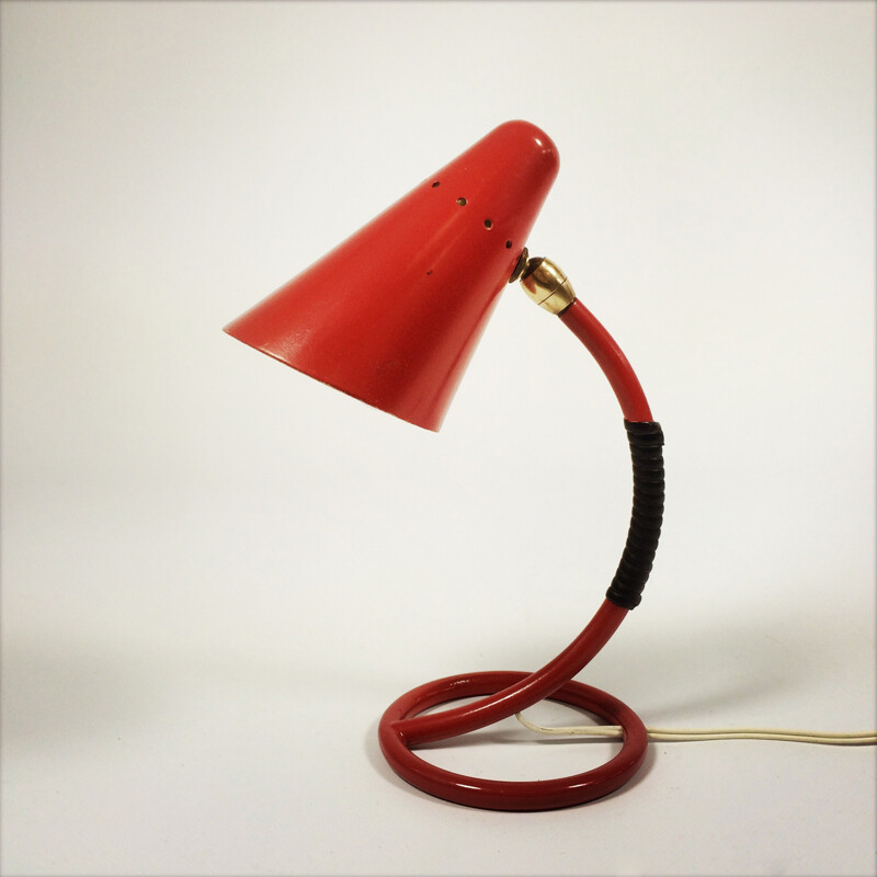 Vintage rood bedlampje - 1960