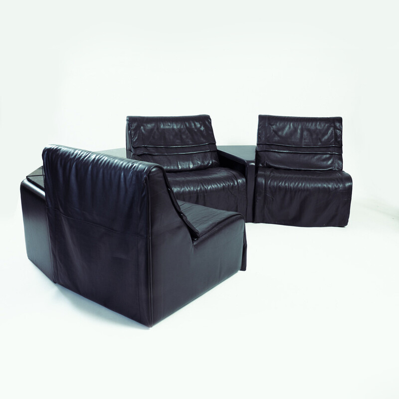 Vintage leather and stone living room set by De Sede, 1980
