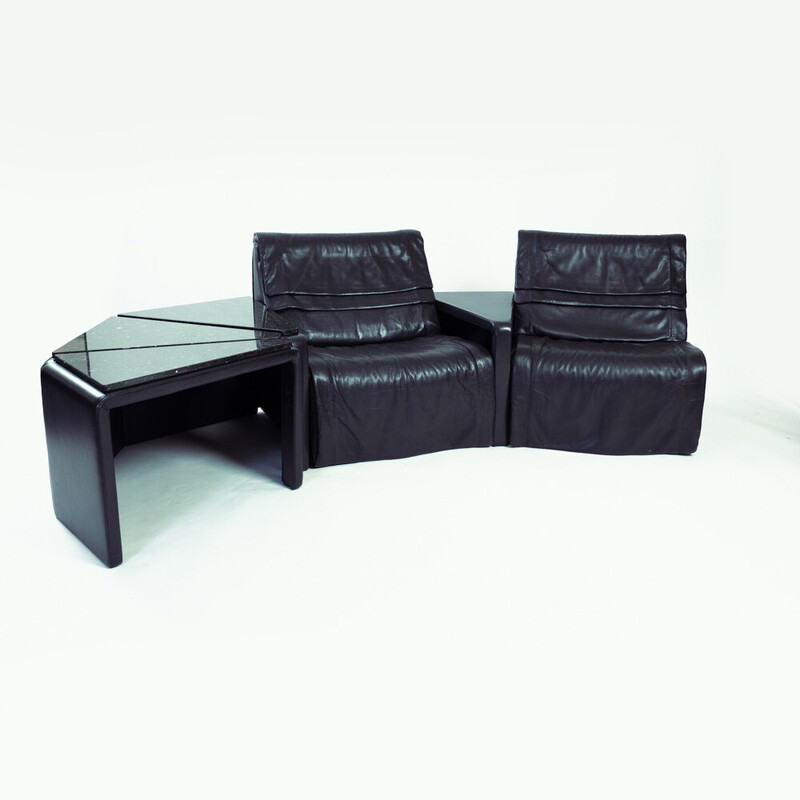 Vintage leather and stone living room set by De Sede, 1980
