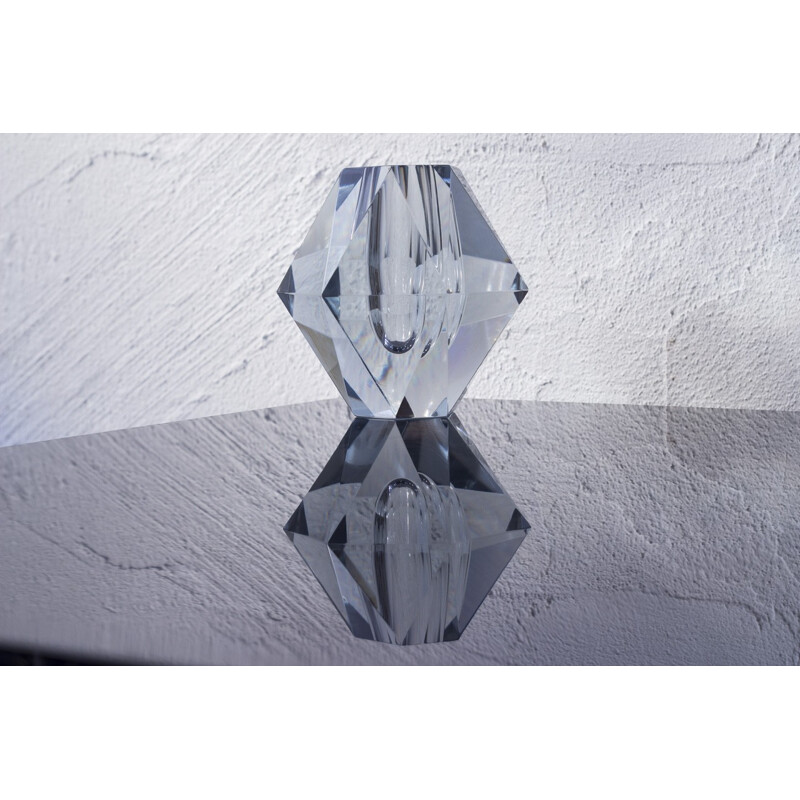 Vase scandinave en verre type diamant - 1950