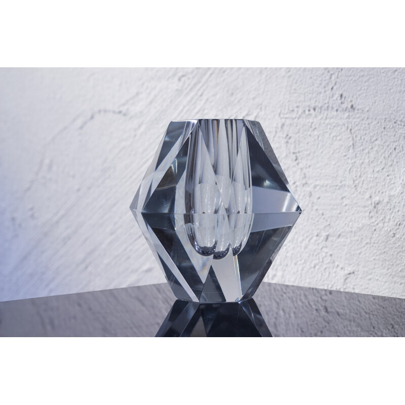 Scandinavian diamond glass vase - 1950s