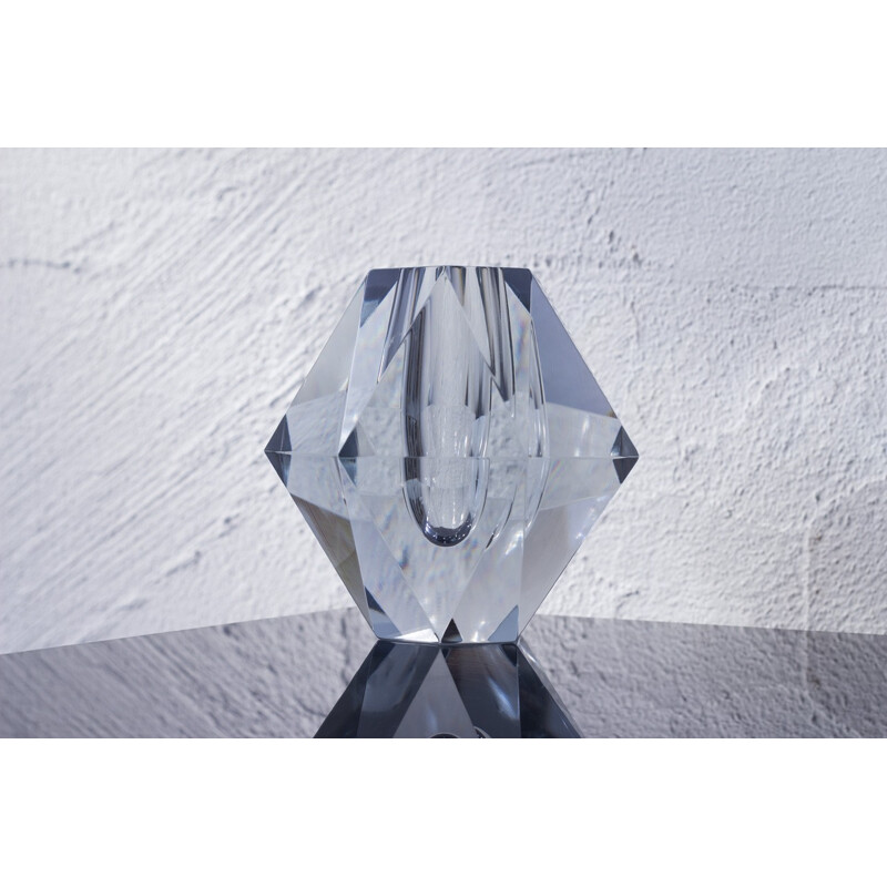 Vase scandinave en verre type diamant - 1950