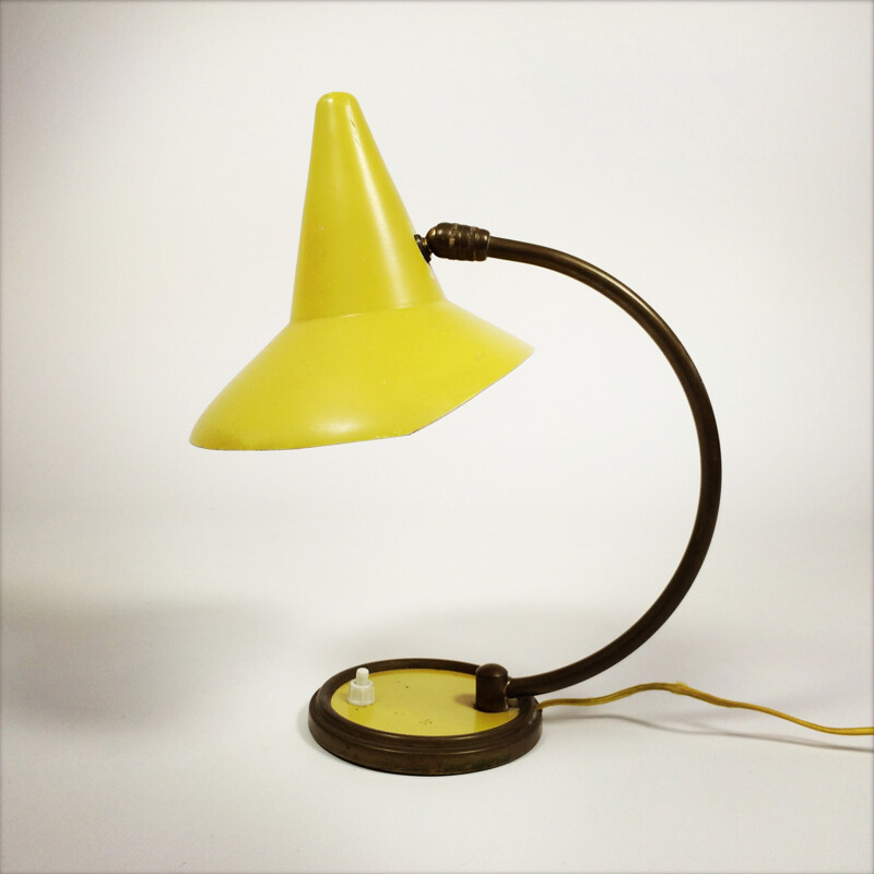 Articulated yellow bedside lamp - 1950s