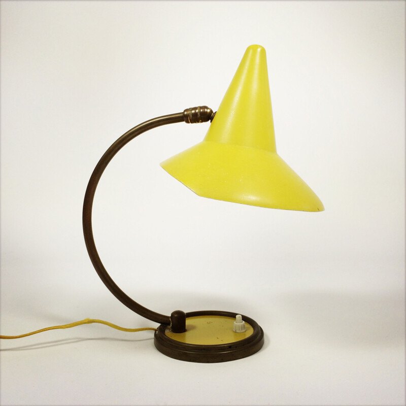 Articulated yellow bedside lamp - 1950s