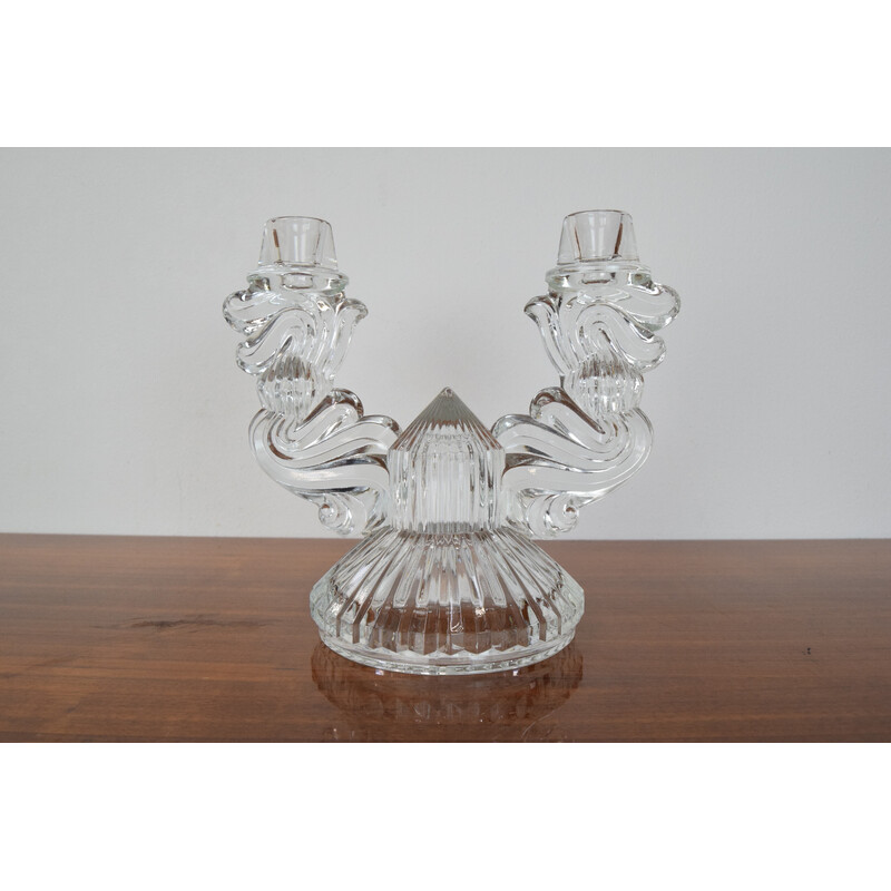 Mid-century glass candlestick, Czechoslovakia 1960s