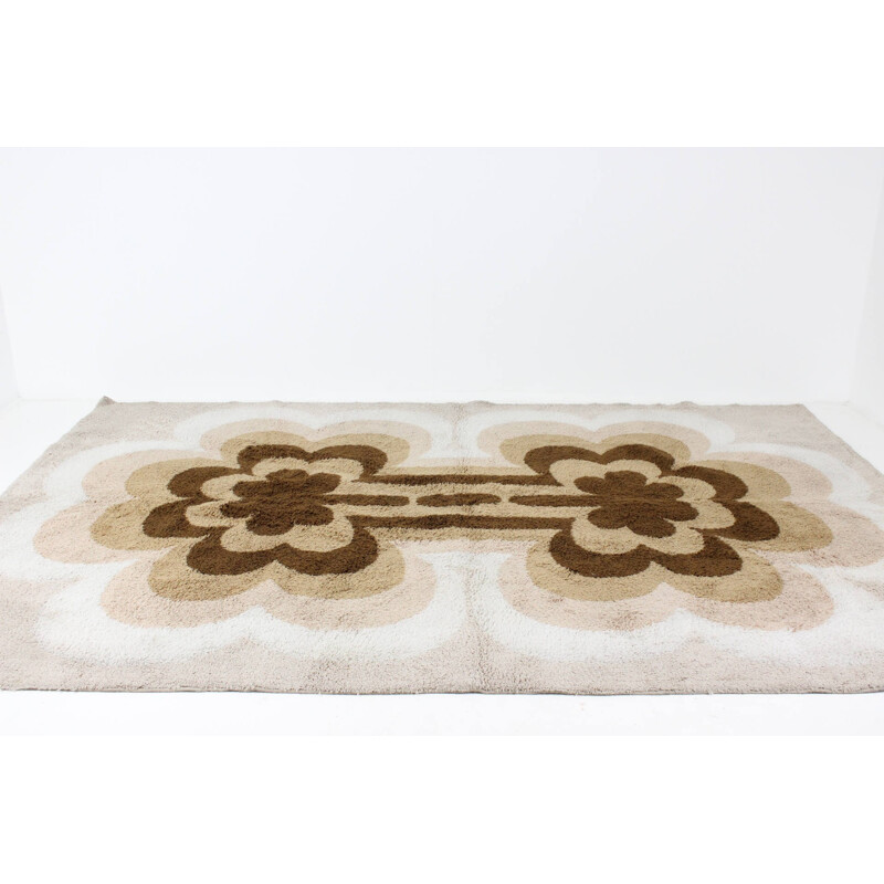 Mid-century modernist brown wool rug - 1960