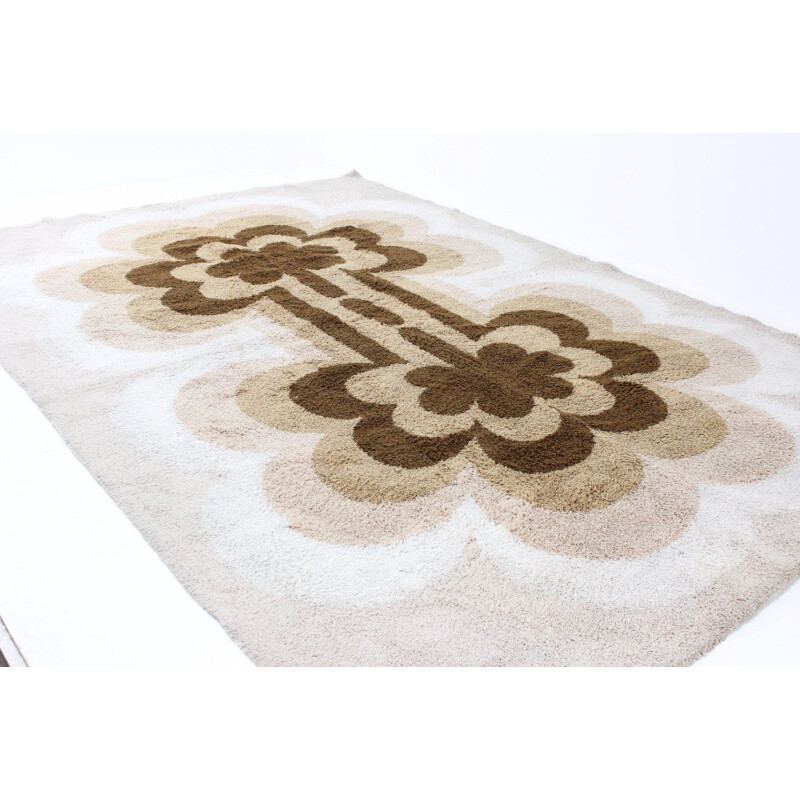 Mid-century modernist brown wool rug - 1960