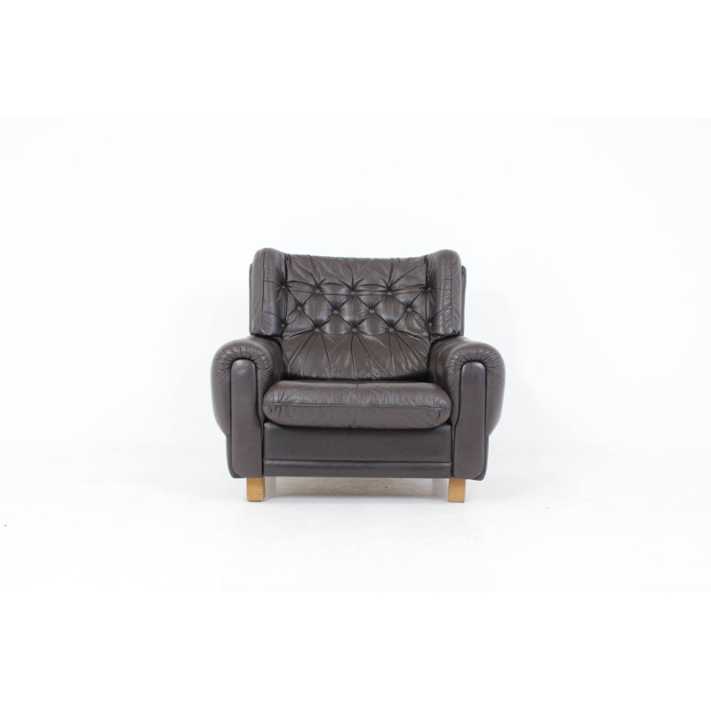 Vintage-Sessel aus braunem Leder von Vyber, 1970