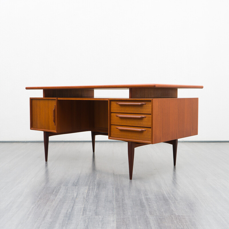 Vintage teakhouten bureau serie Rt 200 van Heinrich Riestenplatt, jaren 1960