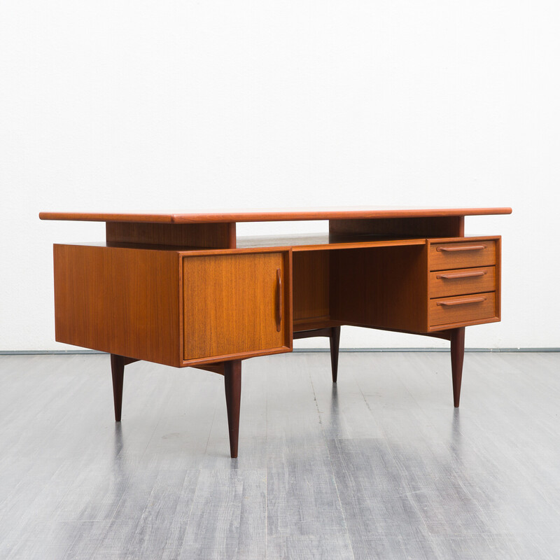 Vintage teakhouten bureau serie Rt 200 van Heinrich Riestenplatt, jaren 1960