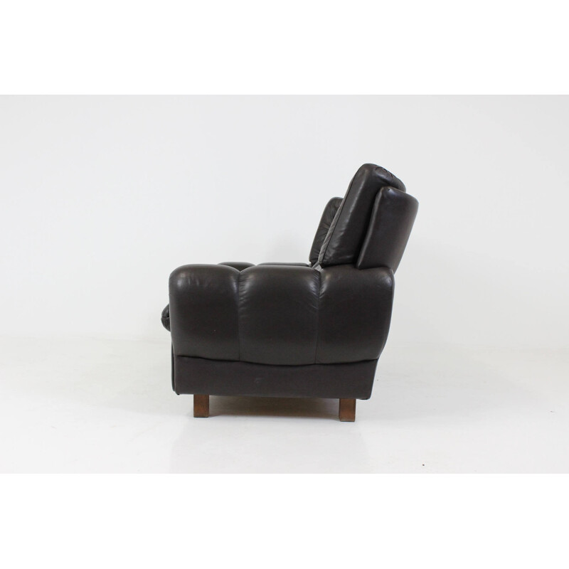 Vyber beech leather sofa in brown - 1970s