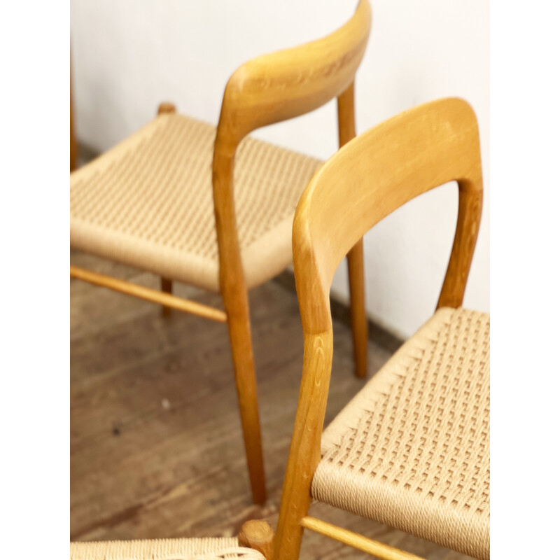 Conjunto de 6 cadeiras dinamarquesas vintage modelo 75 de Niels O. Moller para Jl Mollers Mobelfabrik, 1950